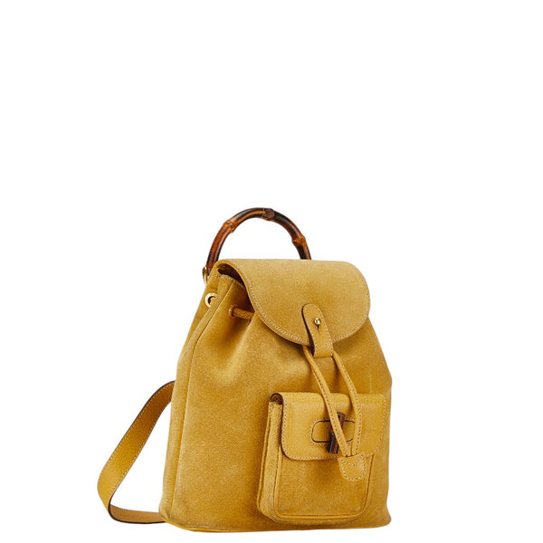 グッチ バンブー ミニリュック バックパック 003 2058 0030 イエロー スウェード レザー レディース GUCCI 【中古】