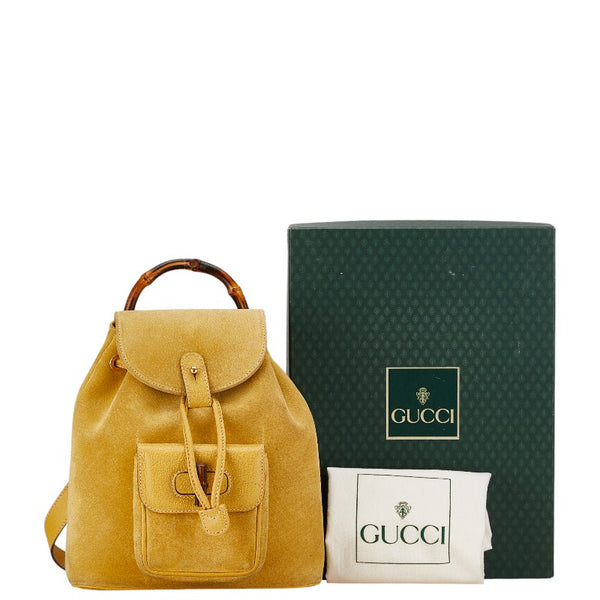 グッチ バンブー ミニリュック バックパック 003 2058 0030 イエロー スウェード レザー レディース GUCCI 【中古】