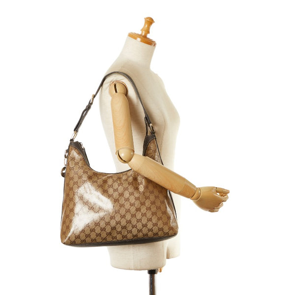 グッチ GGクリスタル ダブルG ショルダーバッグ 339553 ベージュ ブラウン PVC レザー レディース GUCCI 【中古】