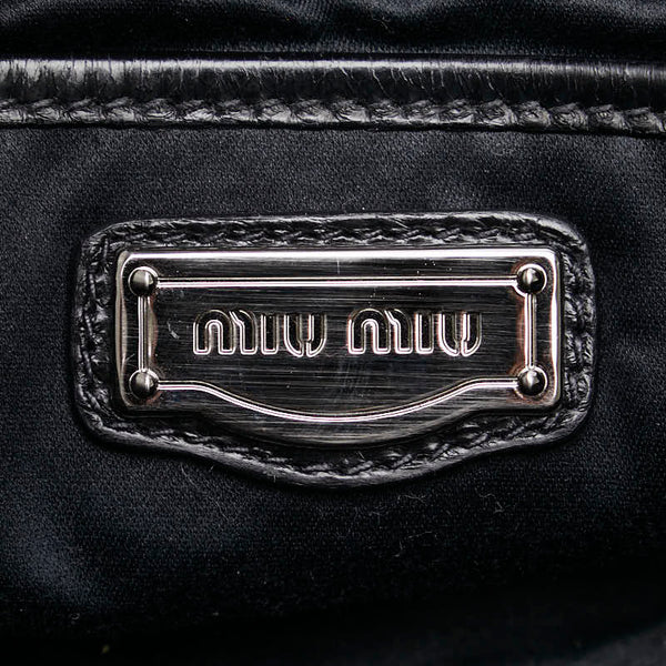 ミュウミュウ スタッズ ハンドバッグ ショルダーバッグ 2WAY ブラック レザー レディース MIUMIU 【中古】