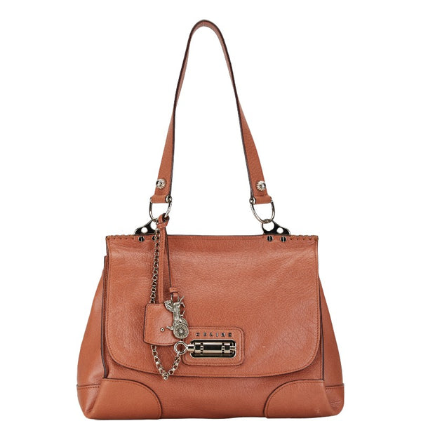 セリーヌ 馬車金具 ヴィンテージ ハンドバッグ ショルダーバッグ コニャック ブラウン レザー レディース CELINE 【中古】