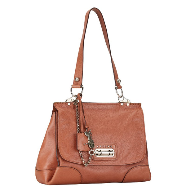 セリーヌ 馬車金具 ヴィンテージ ハンドバッグ ショルダーバッグ コニャック ブラウン レザー レディース CELINE 【中古】
