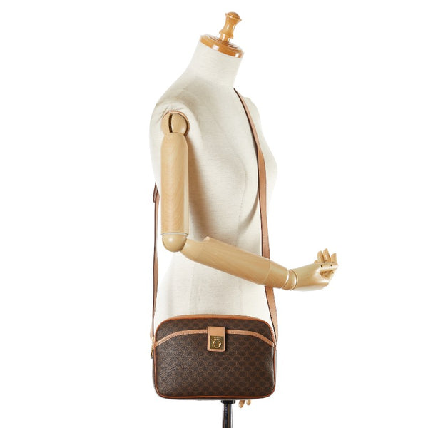 セリーヌ マカダム ショルダーバッグ ブラウン PVC レザー レディース CELINE 【中古】