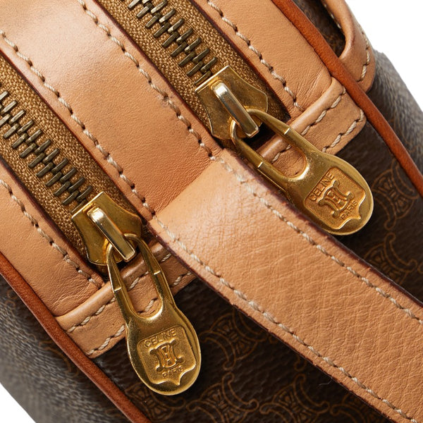 セリーヌ マカダム ショルダーバッグ ブラウン PVC レザー レディース CELINE 【中古】
