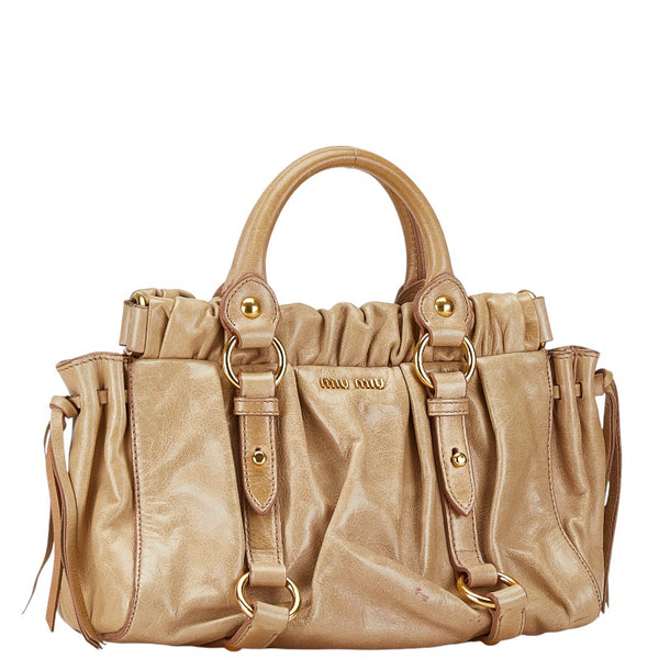 ミュウミュウ ハンドバッグ ショルダーバッグ 2WAY ベージュ レザー レディース MIUMIU 【中古】