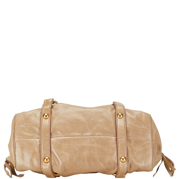 ミュウミュウ ハンドバッグ ショルダーバッグ 2WAY ベージュ レザー レディース MIUMIU 【中古】