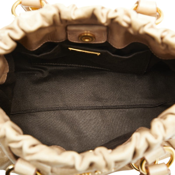 ミュウミュウ ハンドバッグ ショルダーバッグ 2WAY ベージュ レザー レディース MIUMIU 【中古】