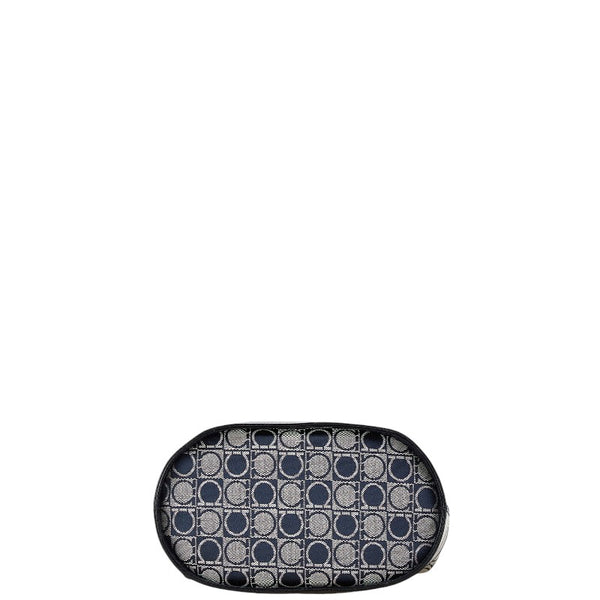 サルヴァトーレフェラガモ ガンチーニ ショルダーバッグ ハンドバッグ AU-21-1294 ネイビー キャンバス レザー レディース Salvatore Ferragamo 【中古】