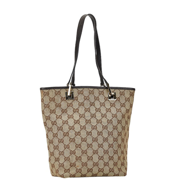 グッチ GGキャンバス トートバッグ ハンドバッグ 0021099 ベージュ ブラウン キャンバス レザー レディース GUCCI 【中古】