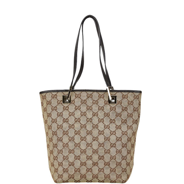 グッチ GGキャンバス トートバッグ ハンドバッグ 0021099 ベージュ ブラウン キャンバス レザー レディース GUCCI 【中古】