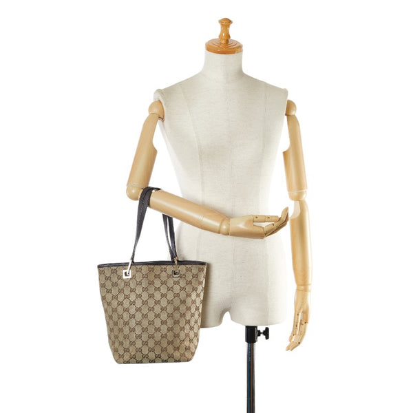 グッチ GGキャンバス トートバッグ ハンドバッグ 0021099 ベージュ ブラウン キャンバス レザー レディース GUCCI 【中古】