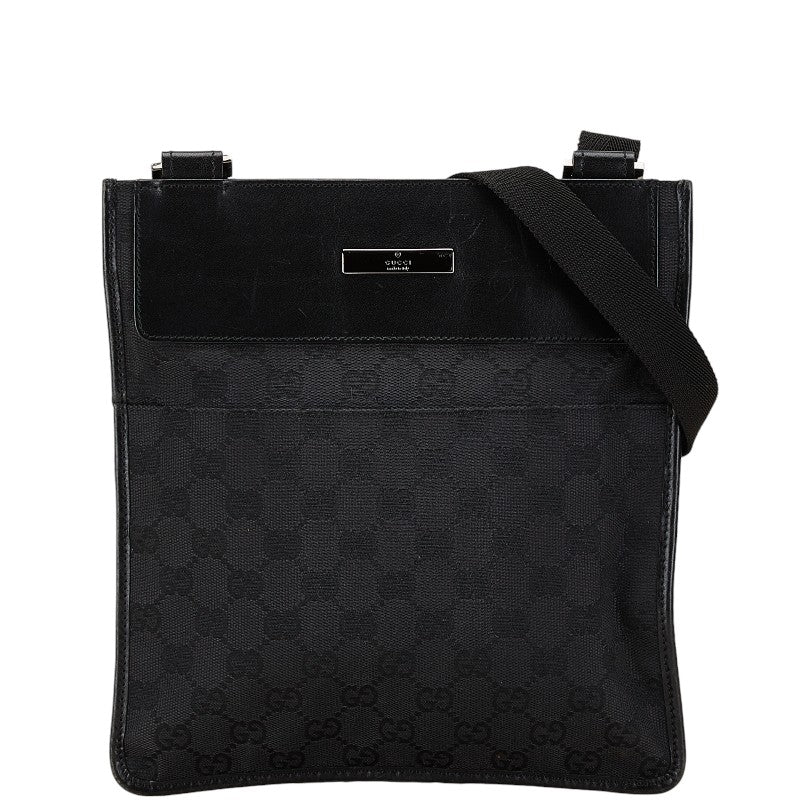 グッチ GGキャンバス 斜め掛け ショルダーバッグ 27639 ブラック キャンバス レザー レディース GUCCI 【中古】