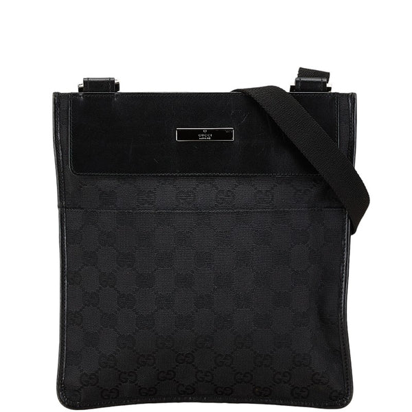 グッチ GGキャンバス 斜め掛け ショルダーバッグ 27639 ブラック キャンバス レザー レディース GUCCI 【中古】