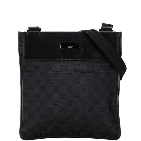 グッチ GGキャンバス 斜め掛け ショルダーバッグ 27639 ブラック キャンバス レザー レディース GUCCI 【中古】