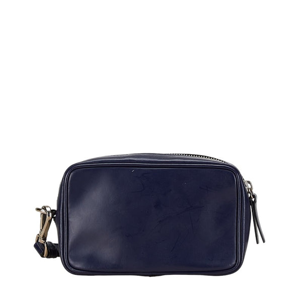 ジルサンダー ロゴ ポーチ ブルー レザー レディース JIL SANDER 【中古】