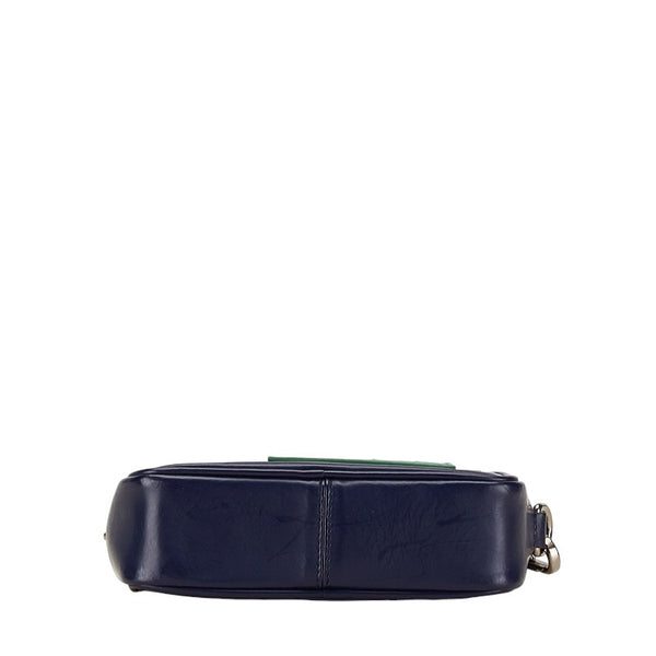 ジルサンダー ロゴ ポーチ ブルー レザー レディース JIL SANDER 【中古】