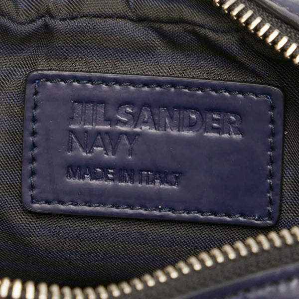 ジルサンダー ロゴ ポーチ ブルー レザー レディース JIL SANDER 【中古】