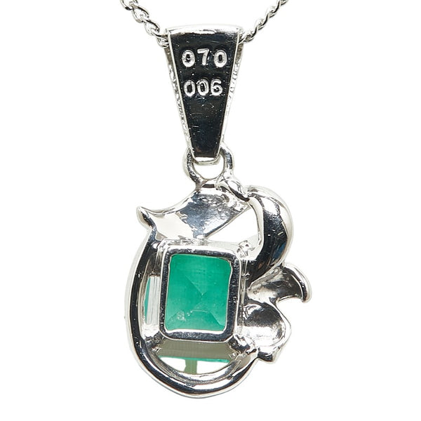 Pt900 プラチナ Pt850 プラチナ エメラルド0.70ct ダイヤ0.06ct ペンダント ネックレス レディース 【中古】