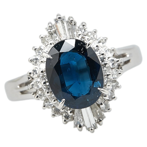 Pt900 プラチナ サファイア2.25ct ダイヤ0.56ct リング 指輪 レディース 11号 【中古】