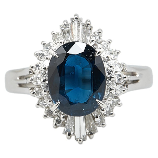 Pt900 プラチナ サファイア2.25ct ダイヤ0.56ct リング 指輪 レディース 11号 【中古】