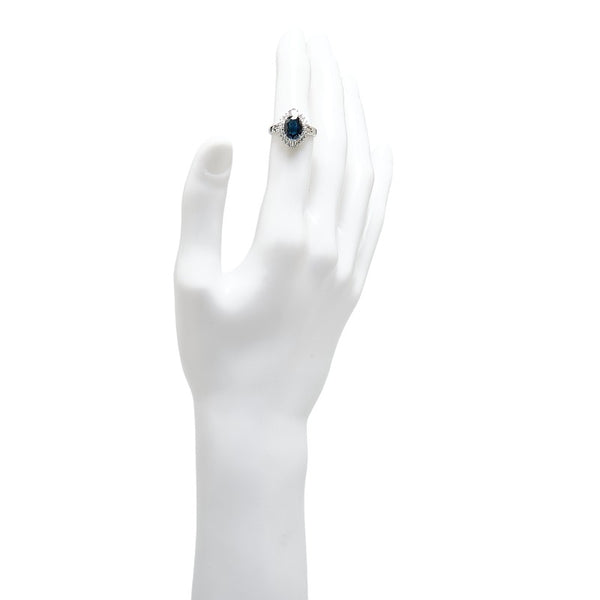 Pt900 プラチナ サファイア2.25ct ダイヤ0.56ct リング 指輪 レディース 11号 【中古】