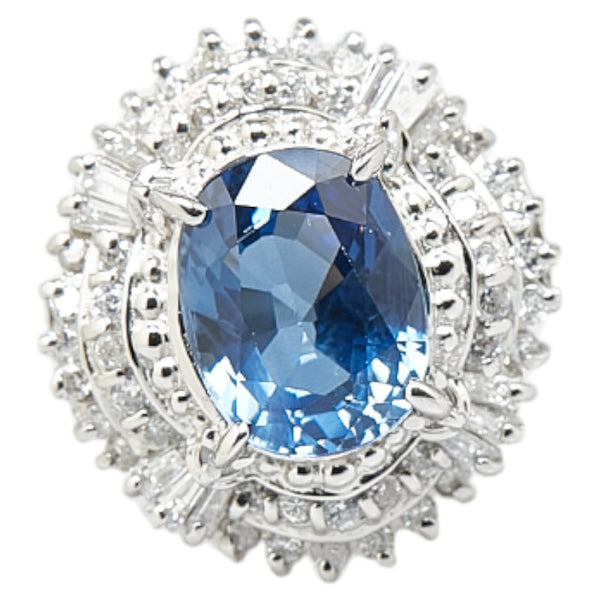 Pt900 プラチナ サファイア2.50ct ダイヤ0.45ct リング 指輪 レディース 11.5号 【中古】