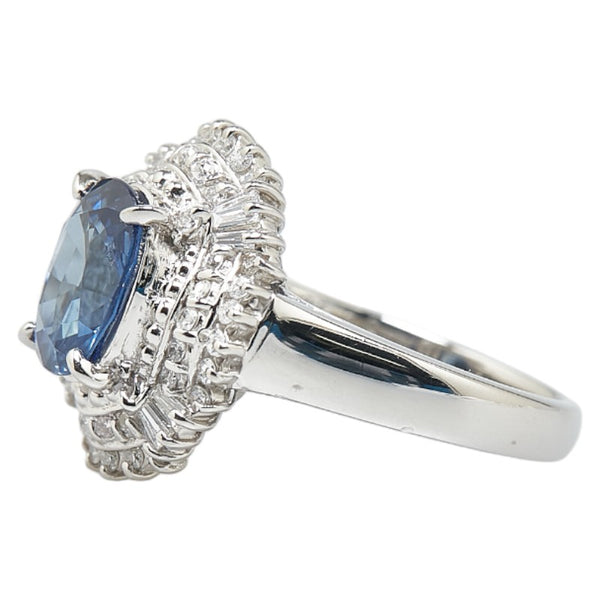 Pt900 プラチナ サファイア2.50ct ダイヤ0.45ct リング 指輪 レディース 11.5号 【中古】