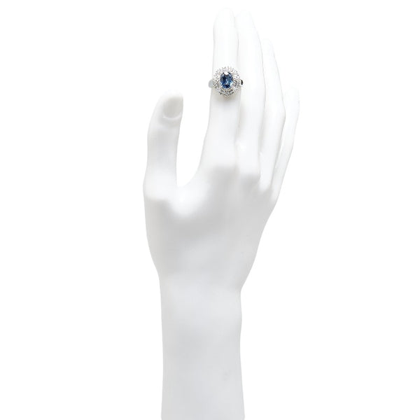 Pt900 プラチナ サファイア2.50ct ダイヤ0.45ct リング 指輪 レディース 11.5号 【中古】