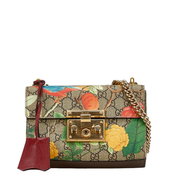 グッチ GGスプリーム ティアン 斜め掛け チェーン ショルダーバッグ 409487 ベージュ PVC レザー レディース GUCCI 【中古】