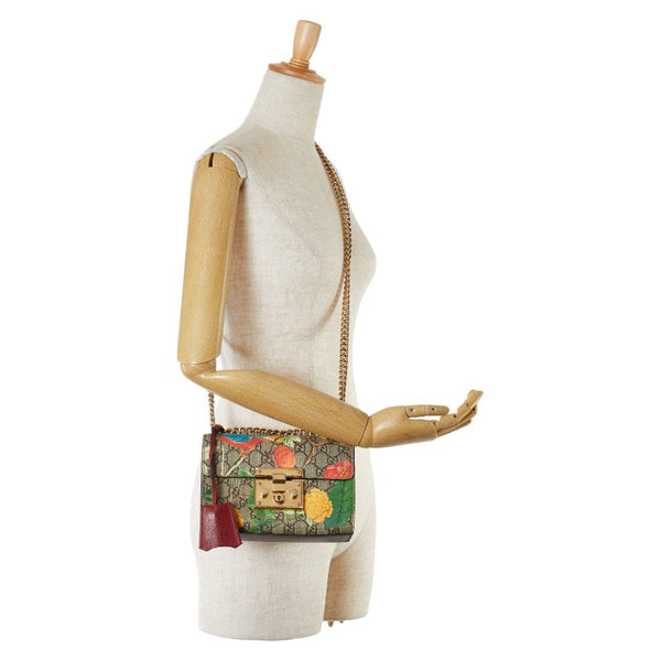 グッチ GGスプリーム ティアン 斜め掛け チェーン ショルダーバッグ 409487 ベージュ PVC レザー レディース GUCCI 【中古】