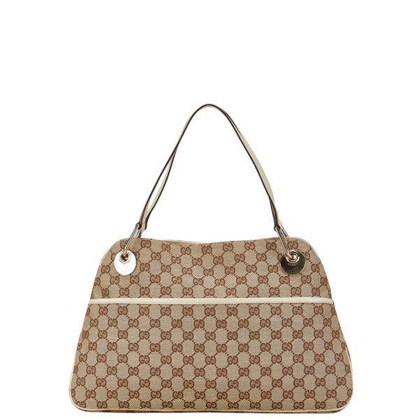 グッチ GGキャンバス トートバッグ ハンドバッグ 121023 ベージュ アイボリー キャンバス レザー レディース GUCCI 【中古】