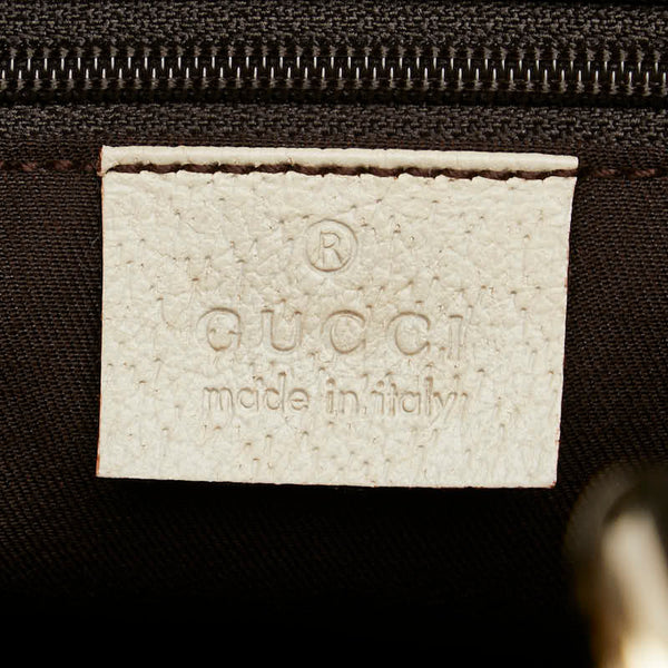 グッチ GGキャンバス トートバッグ ハンドバッグ 121023 ベージュ アイボリー キャンバス レザー レディース GUCCI 【中古】