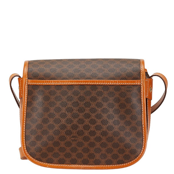 セリーヌ マカダム 斜め掛け ショルダーバッグ ブラウン PVC レザー レディース CELINE 【中古】