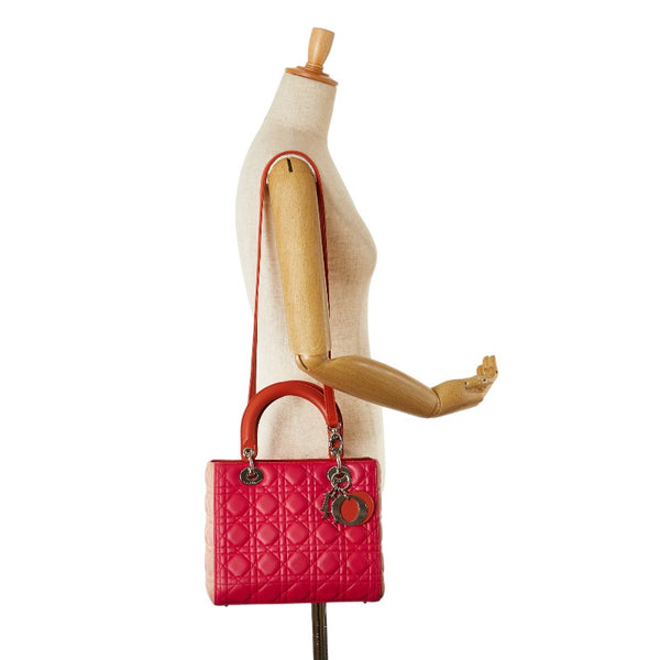 ディオール カナージュ レディディオール  ハンドバッグ ショルダーバッグ 2WAY ピンク オレンジ レザー レディース Dior 【中古】