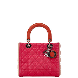 ディオール カナージュ レディディオール  ハンドバッグ ショルダーバッグ 2WAY ピンク オレンジ レザー レディース Dior 【中古】