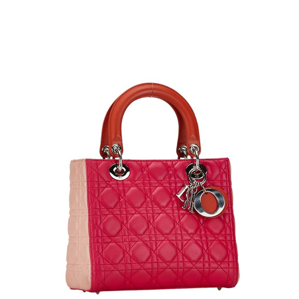 ディオール カナージュ レディディオール  ハンドバッグ ショルダーバッグ 2WAY ピンク オレンジ レザー レディース Dior 【中古】