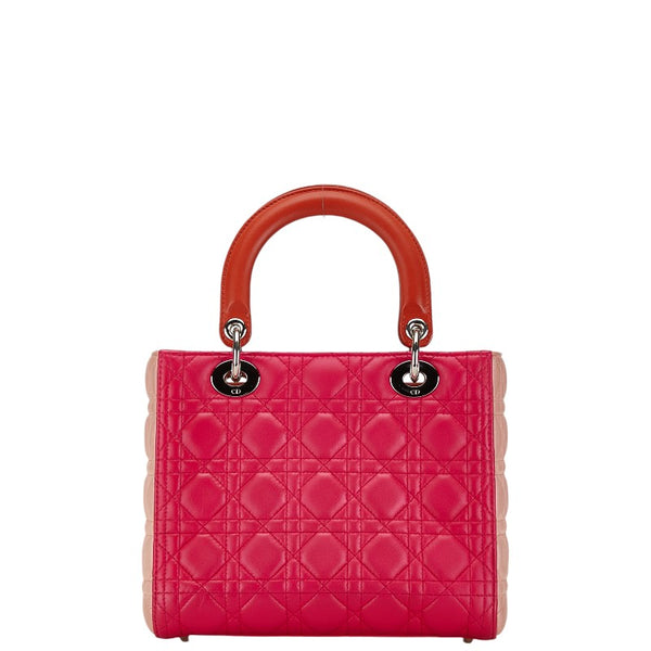 ディオール カナージュ レディディオール  ハンドバッグ ショルダーバッグ 2WAY ピンク オレンジ レザー レディース Dior 【中古】