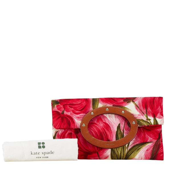 ケイトスペード フラワー 花 ハンドバッグ ピンク キャンバス レザー レディース Kate Spade 【中古】