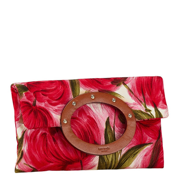 ケイトスペード フラワー 花 ハンドバッグ ピンク キャンバス レザー レディース Kate Spade 【中古】