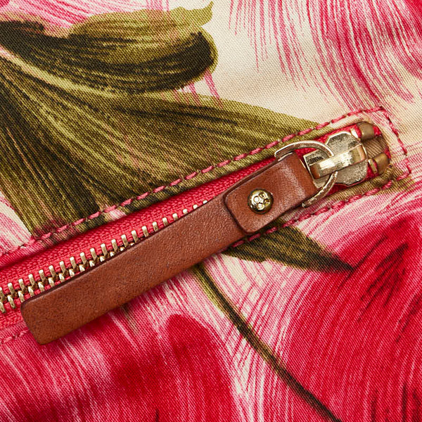 ケイトスペード フラワー 花 ハンドバッグ ピンク キャンバス レザー レディース Kate Spade 【中古】