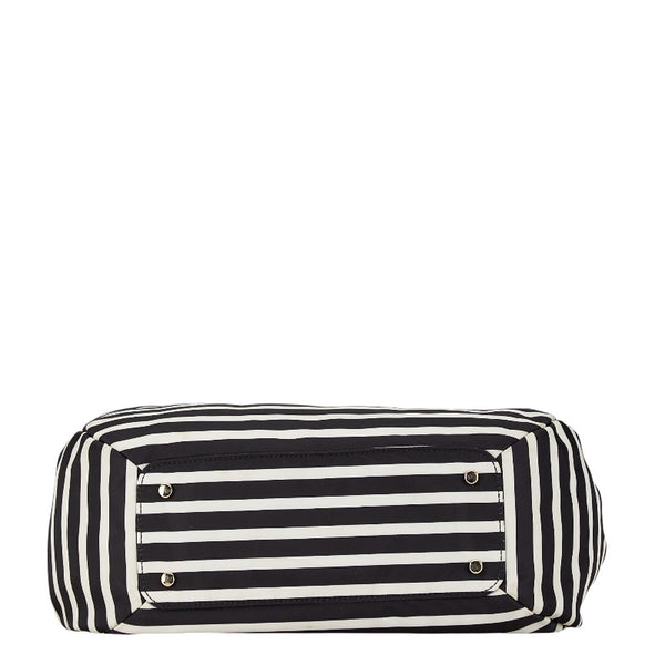 ケイトスペード ボーダー ハンドバッグ ブラック ホワイト ナイロン レザー レディース Kate Spade 【中古】