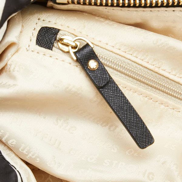 ケイトスペード ボーダー ハンドバッグ ブラック ホワイト ナイロン レザー レディース Kate Spade 【中古】