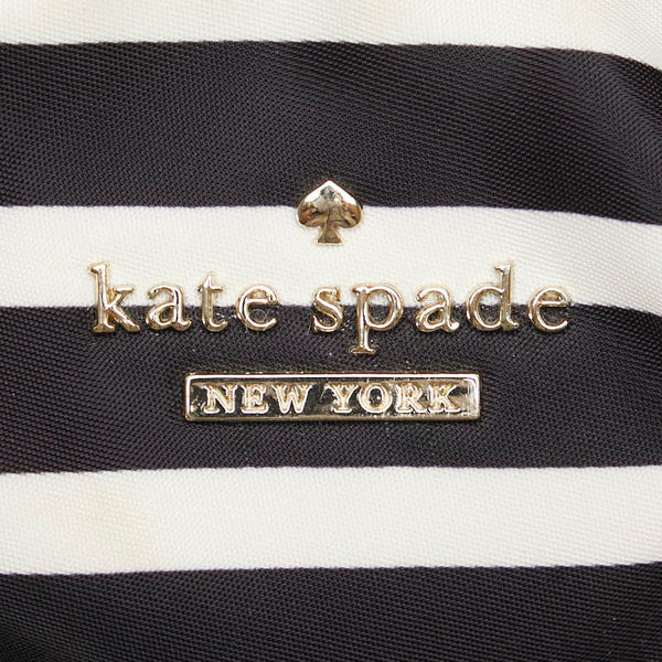 ケイトスペード ボーダー ハンドバッグ ブラック ホワイト ナイロン レザー レディース Kate Spade 【中古】