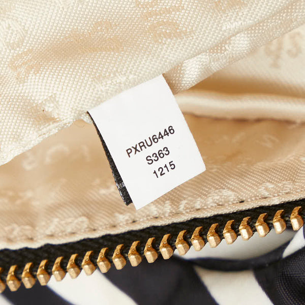 ケイトスペード ボーダー ハンドバッグ ブラック ホワイト ナイロン レザー レディース Kate Spade 【中古】