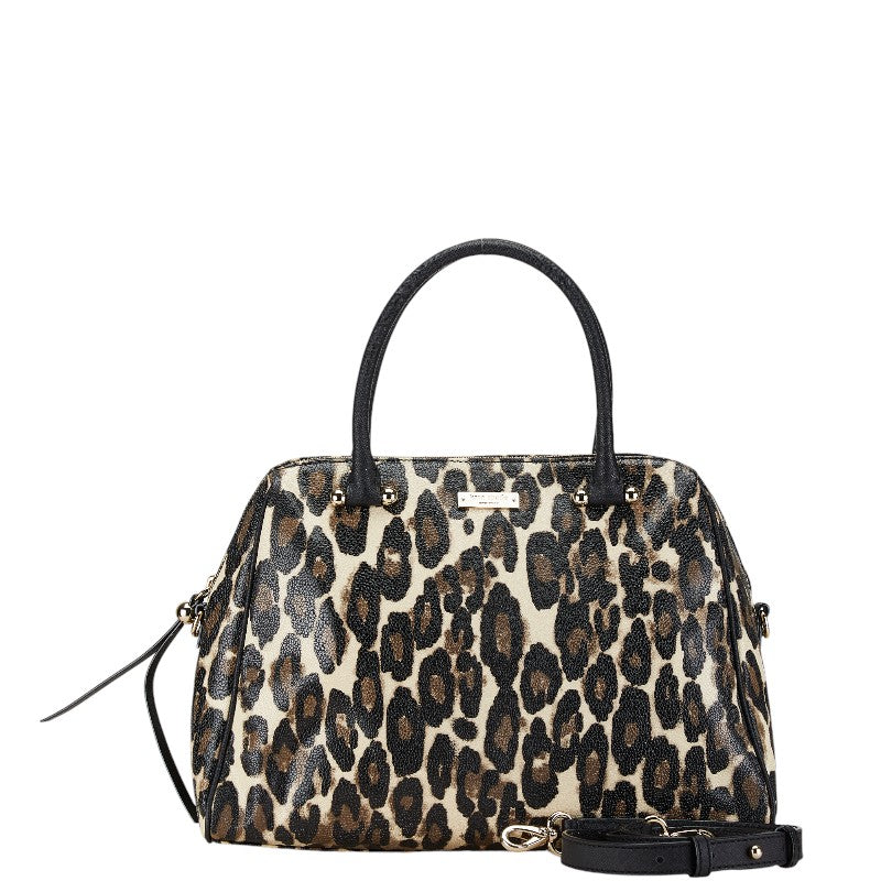 ケイトスペード ロゴ レオパード柄 ハンドバッグ ショルダーバッグ 2WAY ブラウン アイボリー ブラック PVC レザー レディース Kate Spade 【中古】