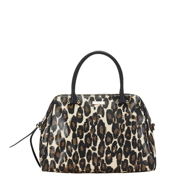 ケイトスペード ロゴ レオパード柄 ハンドバッグ ショルダーバッグ 2WAY ブラウン アイボリー ブラック PVC レザー レディース Kate Spade 【中古】