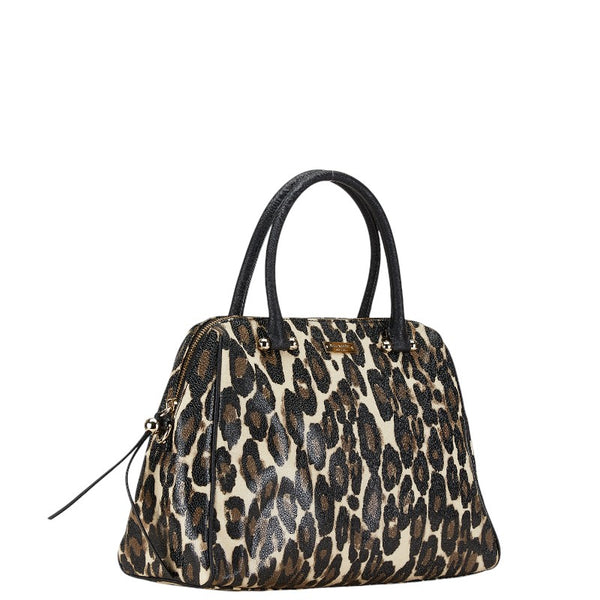 ケイトスペード ロゴ レオパード柄 ハンドバッグ ショルダーバッグ 2WAY ブラウン アイボリー ブラック PVC レザー レディース Kate Spade 【中古】