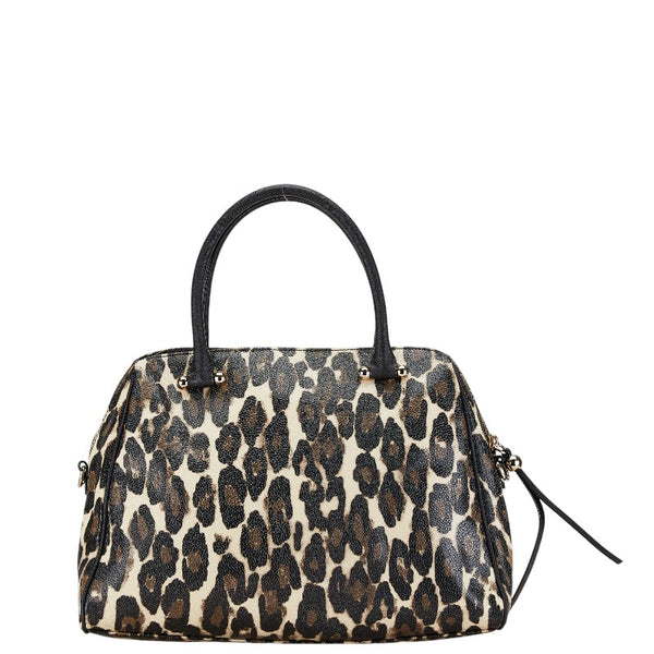 ケイトスペード ロゴ レオパード柄 ハンドバッグ ショルダーバッグ 2WAY ブラウン アイボリー ブラック PVC レザー レディース Kate Spade 【中古】