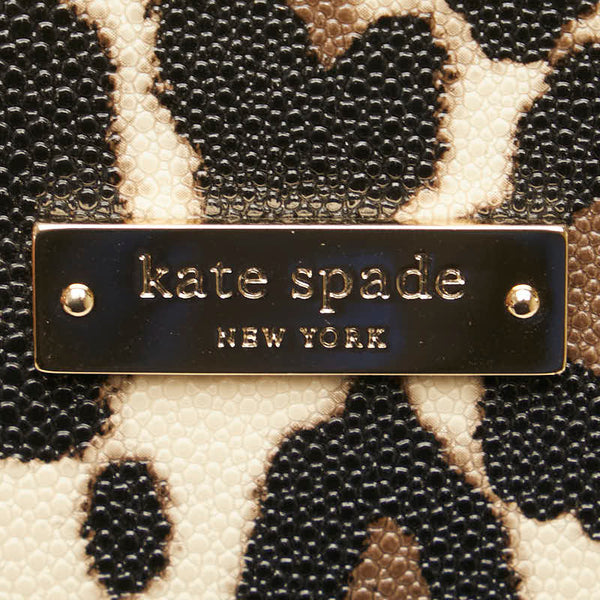 ケイトスペード ロゴ レオパード柄 ハンドバッグ ショルダーバッグ 2WAY ブラウン アイボリー ブラック PVC レザー レディース Kate Spade 【中古】