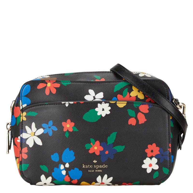 ケイトスペード ローリン セーリング フローラル ショルダーバッグ ブラック マルチカラー PVC レザー レディース Kate Spade 【中古】